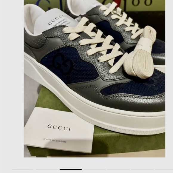 Men Gucci sneaker, color gray and blue - Picture 5 of 6